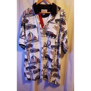 Boca Classics Polo Shirt Mens Extra Large Beach Classic Cars Boats Americana VTG